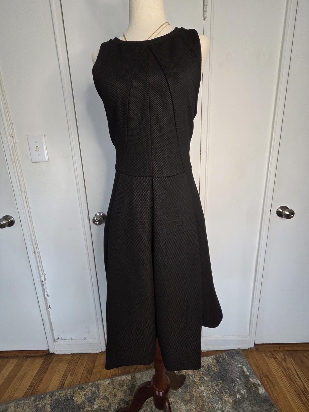 Armani Exchange Black Textured Sleeveless Midi Dress